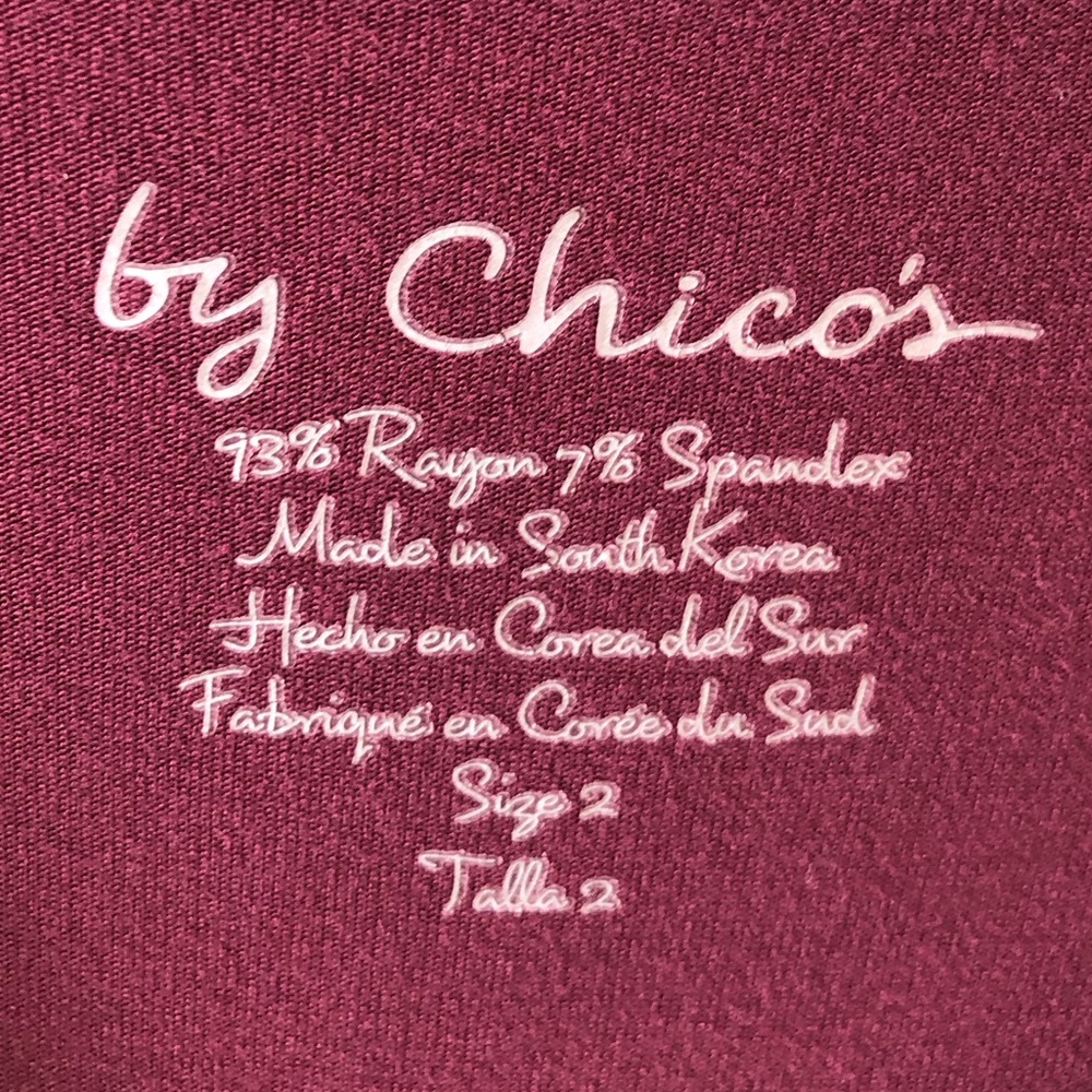 Chico’s round neck long-sleeve knit tee in eggplant, wear alone or under… - Picture 6 of 7